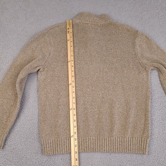 Chaps Sweater Mens Large Brown Mock Neck 1/4 Button Cotton Pullover - Picture 7 of 15